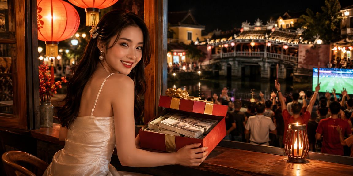 Người dùng tại Hội An thưởng thức cà phê và truy cập casino trực tuyến qua điện thoại