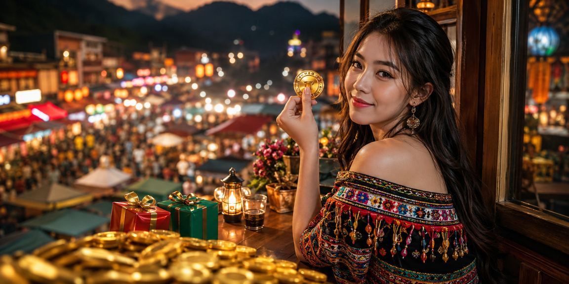 Người dùng tại Sa Pa ngồi trong quán cà phê mù sương kiểm tra tài khoản và giao dịch trên điện thoại